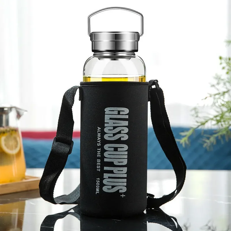 زجاجة مياه زجاجية سعة 2 لتر مع - مراجعة Outdoor Sport Glass Water Bottle وسعره